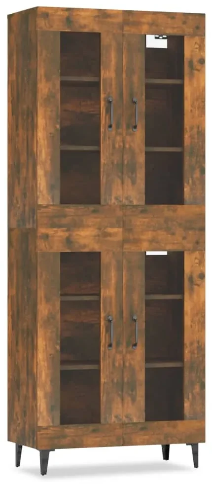 vidaXL Hoge kast 69,5x34x180 cm bewerkt hout gerookt eikenkleurig