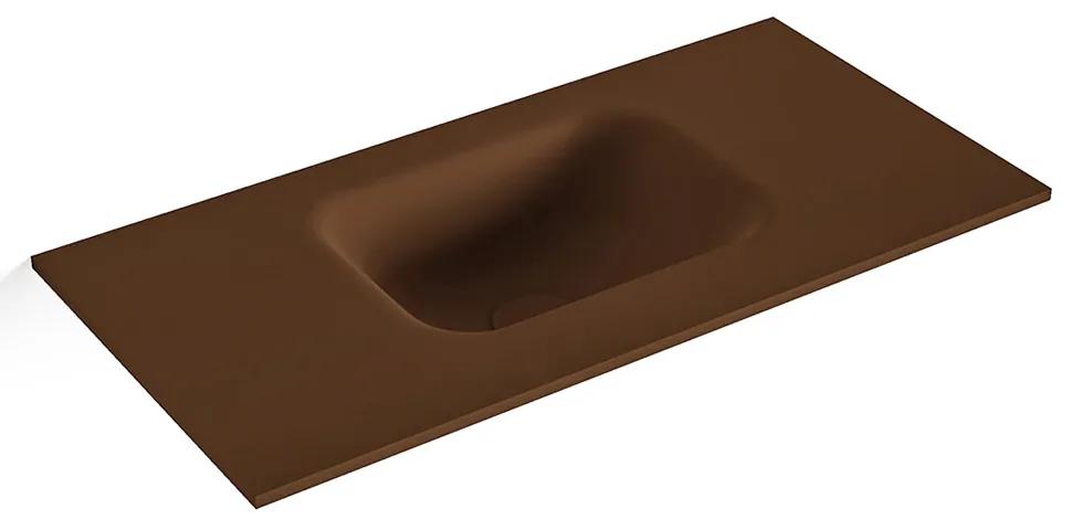 MONDIAZ LEX Rust solid surface inleg wastafel voor toiletmeubel 60cm. Positie wasbak midden