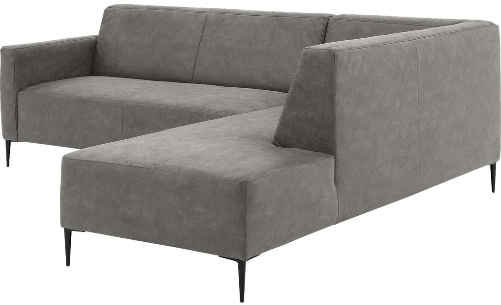 Goossens Key West grijs, micro leer, 2,5-zits, modern design met ligelement rechts