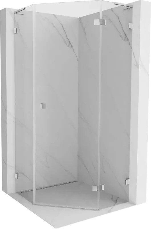 Mexen Lunar L vijfhoekige douchecabine naar rechts openend 80 x 80 cm, transparant, chroom - 831L-080P-080L-01-00-P