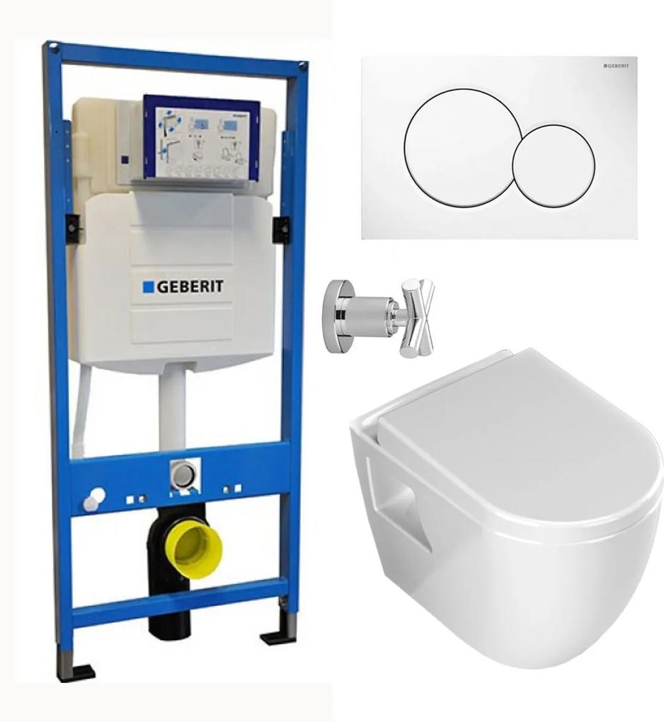 Geberit UP320 Toiletset - Inbouw WC Hangtoilet Rimfree Aloni met Bidetkraan - Sigma-01 Wit
