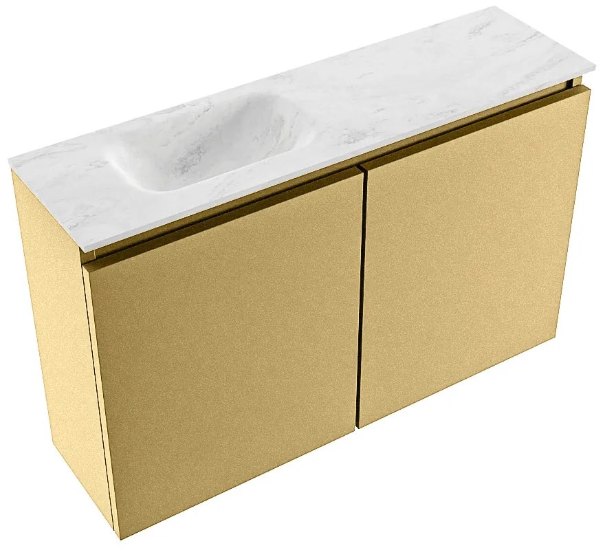 Mondiaz Ture DLux toiletmeubel 80cm oro met wastafel opalo links met kraangat