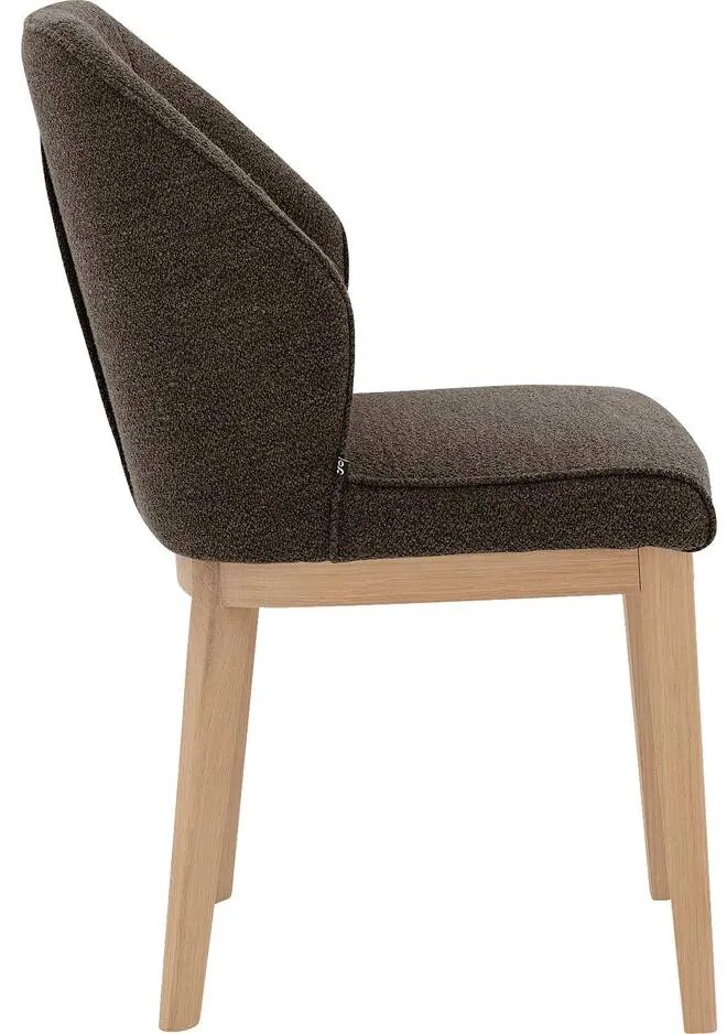 Goossens Eetkamerstoel Koncept donkerbruin stof leuning, modern design