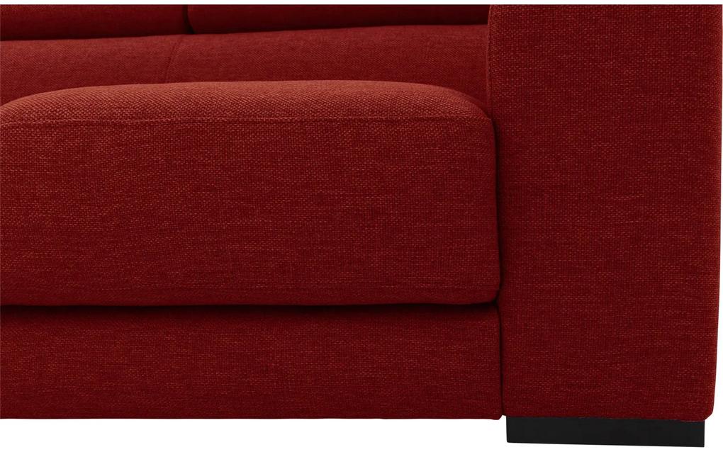 Goossens Bank Nora rood, stof, 3-zits, stijlvol landelijk met ligelement links