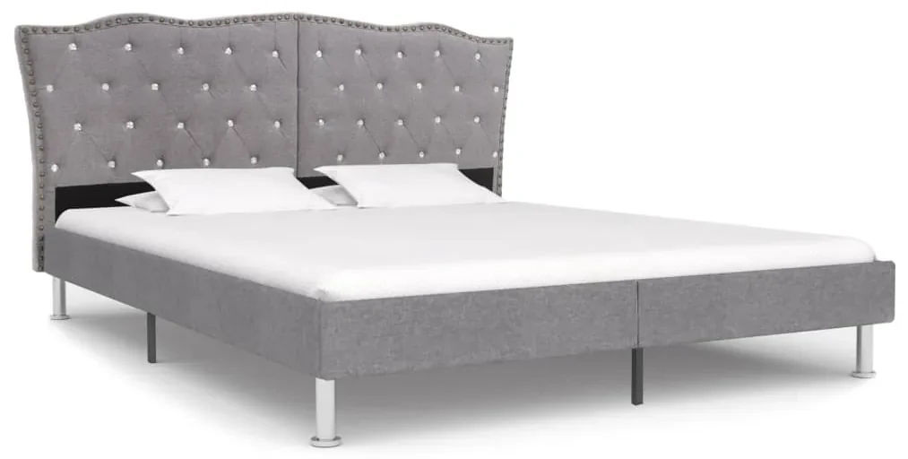vidaXL Bed met traagschuim matras stof lichtgrijs 160x200 cm