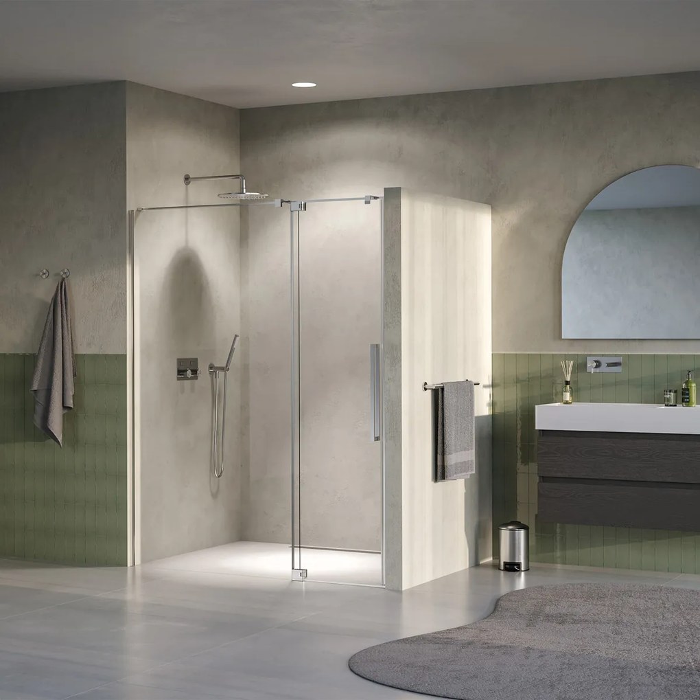 Brauer Stellar nisdeur met vaste wand 140cm RVS geborsteld PVD