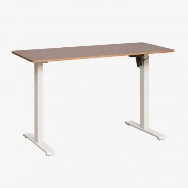 Elektrisch Verstelbaar Rechthoekig Bureau Met Geheugenfunctie Van Hout En Ijzer Serpi Marrón Nogal Oscuro & ↔︎ 120 Cm & Wit - Sklum