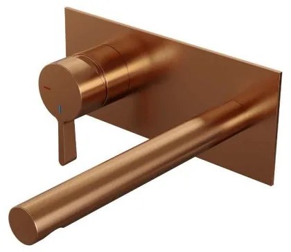 Brauer Copper Edition ColdStart wastafelkraan inbouw rechte uitloop met achterplaat model E2 koper geborsteld PVD