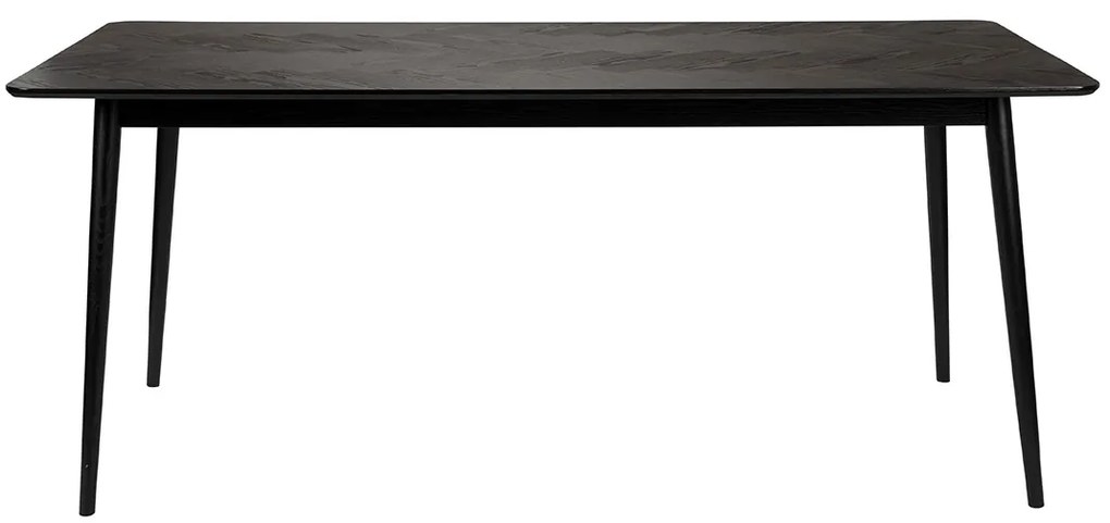 Eettafel Zwart Eiken Visgraat 160 X 80 Cm - 160 X 80cm.