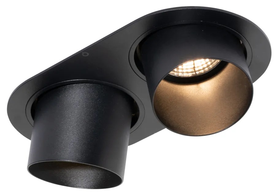 Afgeronde inbouwspot zwart GU10 70mm kantelbaar 2-lichts - Installa Modern GU10 ovaal Binnenverlichting Lamp