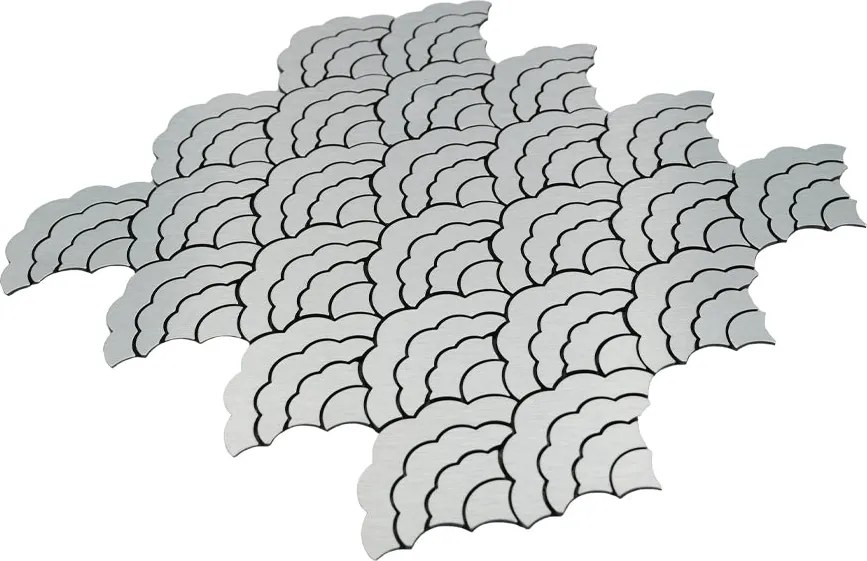 Zelfklevende Mozaïektegels Metaal | Waaier Zilver | 26,8×28,1 cm | Keuken, Bad & WC
