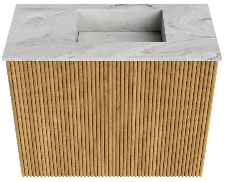 Mondiaz Joya DLux 50cm toiletmeubel oak met wastafel faye rechts zonder kraangat glace