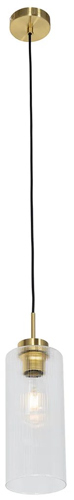 Art Deco hanglamp goud met glas - Laura