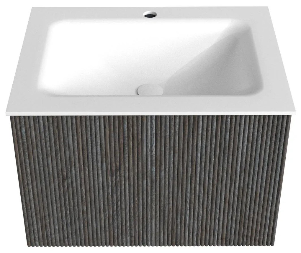Mondiaz Kurve 60cm badmeubel shadow met 1 lade en wastafel cloud midden 1 kraangat