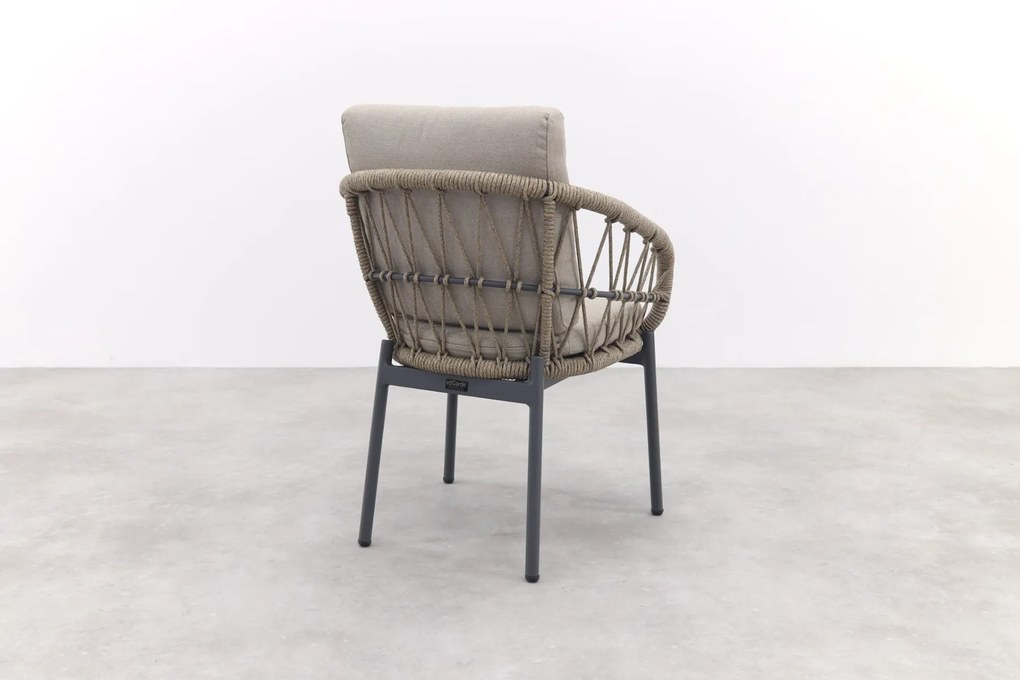 Julia naturel rope dining tuinstoel - Antraciet