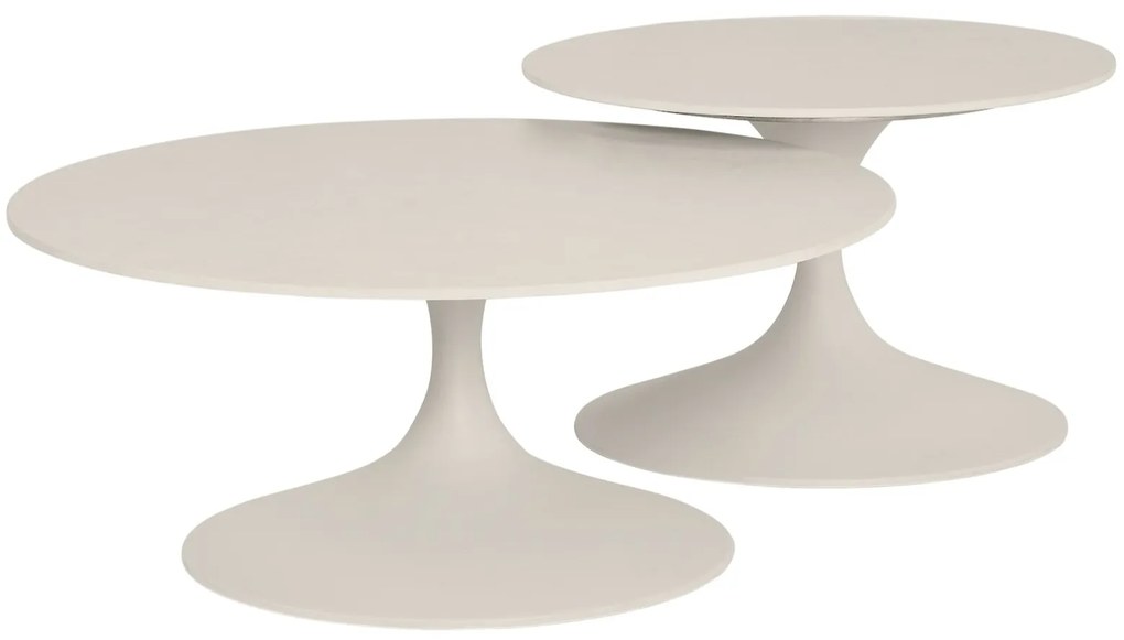 Suns Nova loungetafelset 60xH40 cm en 80xH35 cm rond sintered stone camel sand