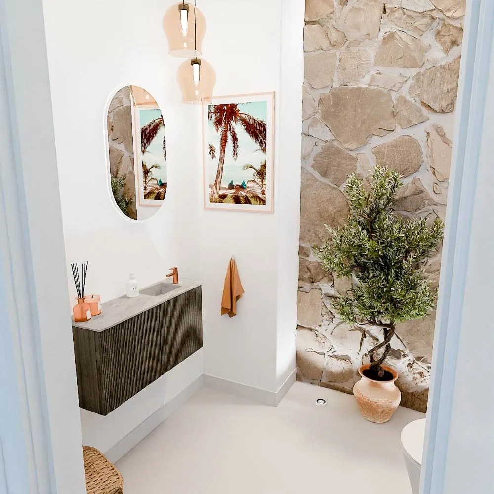Mondiaz Joya DLux 80cm toiletmeubel shadow met wastafel faye rechts 1 kraangat glace
