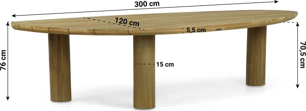 Tuinset 8 personen 300 cm Aluminium/rope Taupe Coco Antoni/Leafline