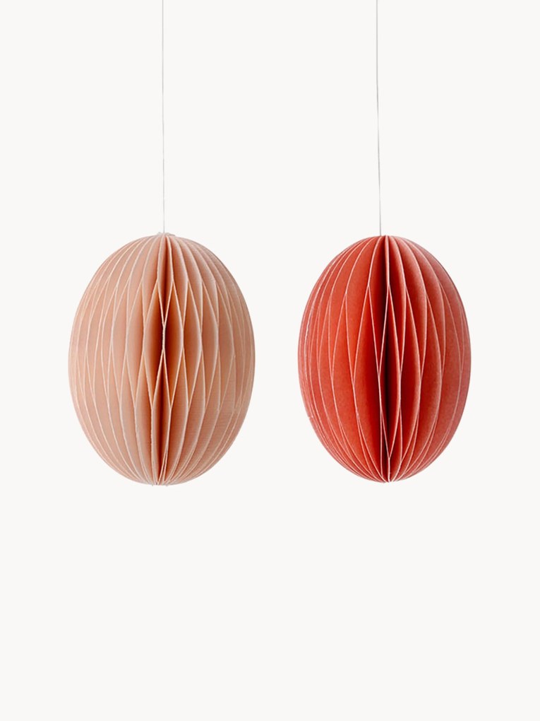 Handgemaakte paasdecoratie hangers Honeycomb, 2-delig