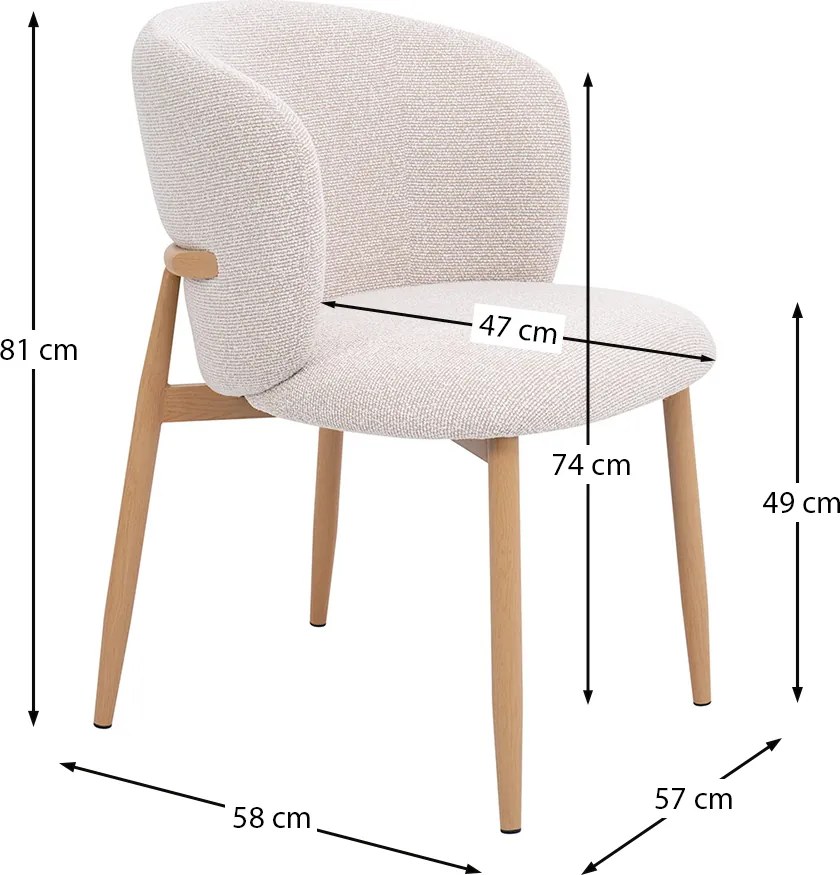 Eiken Eetkamerstoel Met Ronde Rug Creme