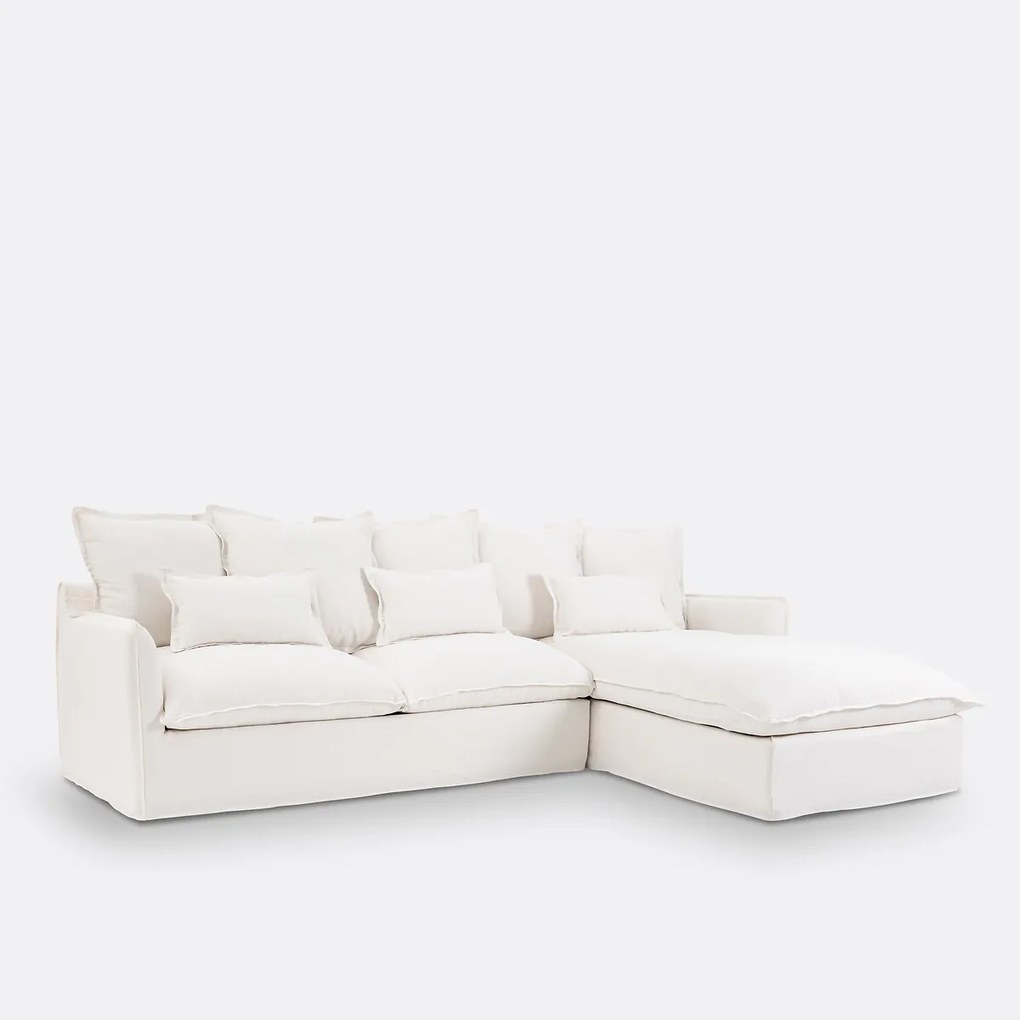 4-zits hoekbank met afneembare hoezen, in dik linnen, Odna