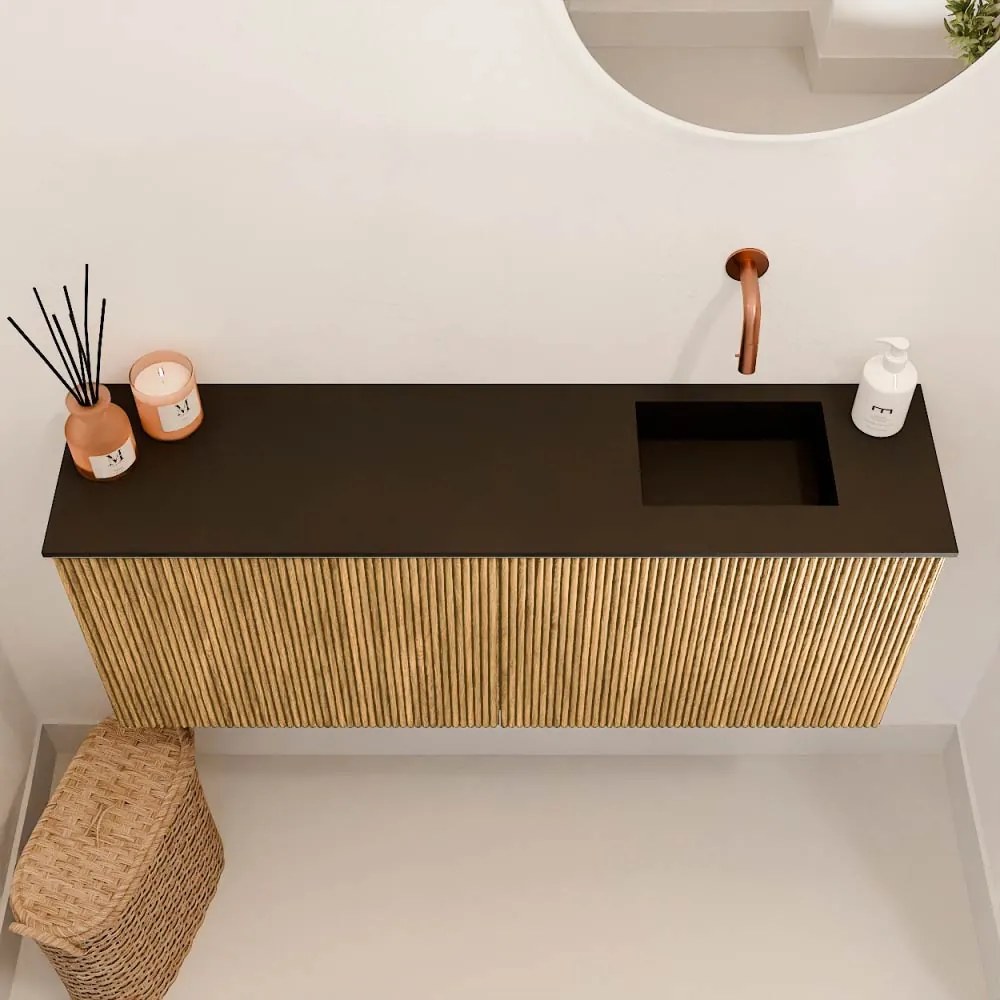 Mondiaz Joya 100cm toiletmeubel oak met wastafel faye rechts zonder kraangat urban