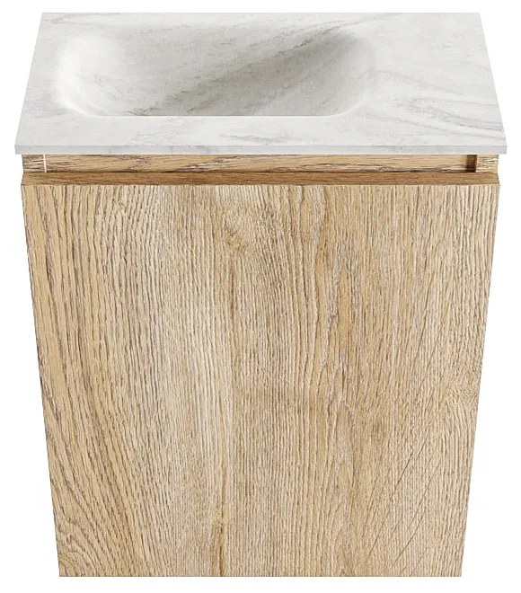 Mondiaz Ture DLux toiletmeubel 40cm washed oak met wastafel ostra links met kraangat