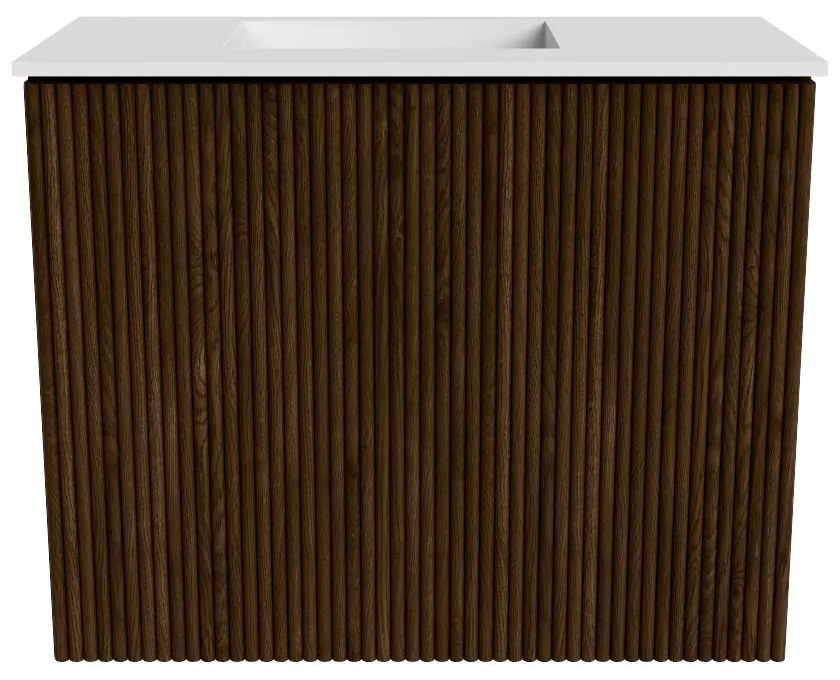 Mondiaz Joya 50cm toiletmeubel walnut met wastafel faye links zonder kraangat talc
