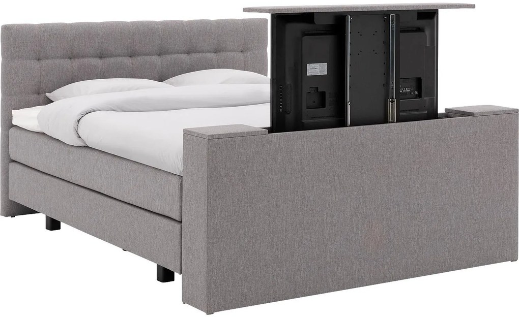 Goossens Boxspring Mika, Vlak 160 x 200 cm (=2x 80 x 200 cm) met hoofdbord en voetbord met tv functie