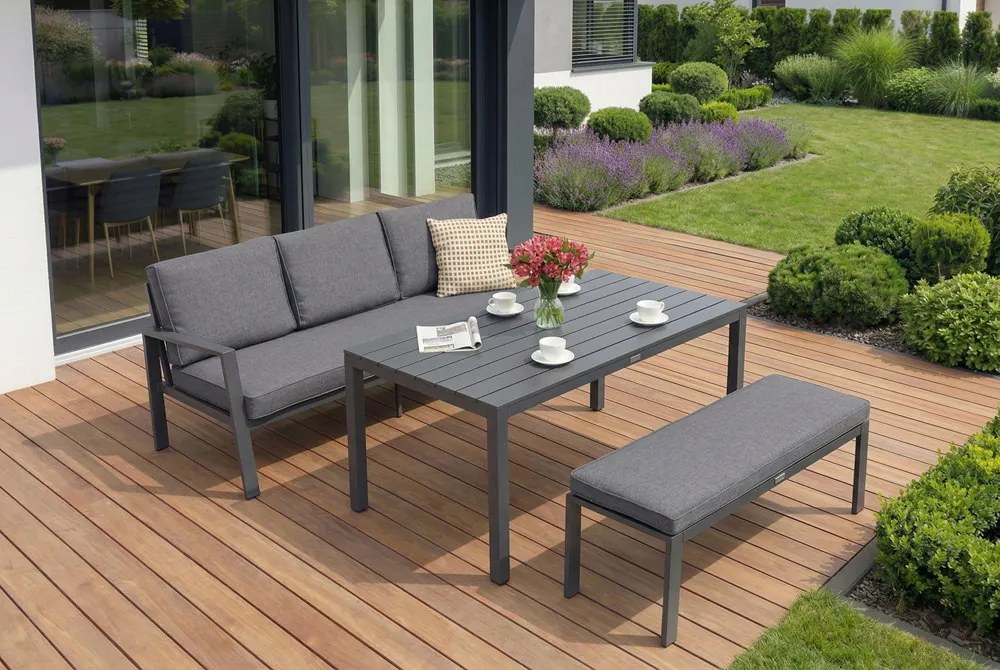 Zakintos Apetito Comfort 3 aluminium set met bank antraciet Garden Point