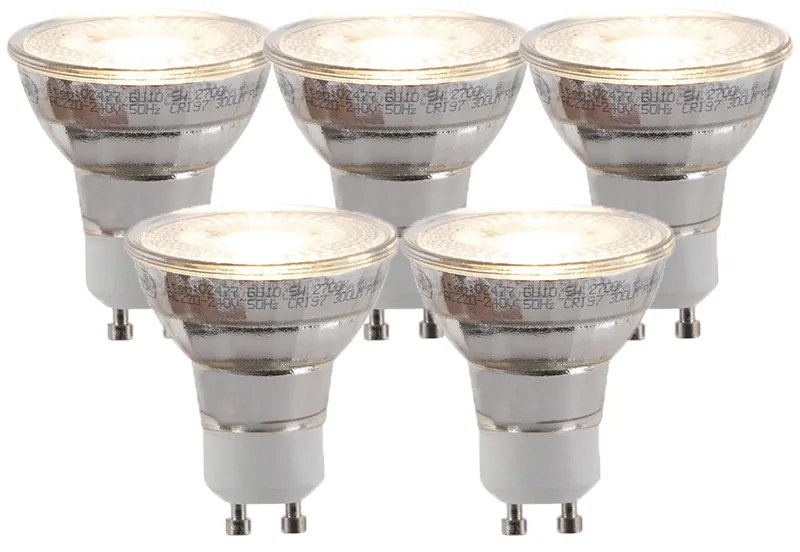 Set van 5 GU10 3-staps dimbare LED lampen 6W 260 lm 2700K