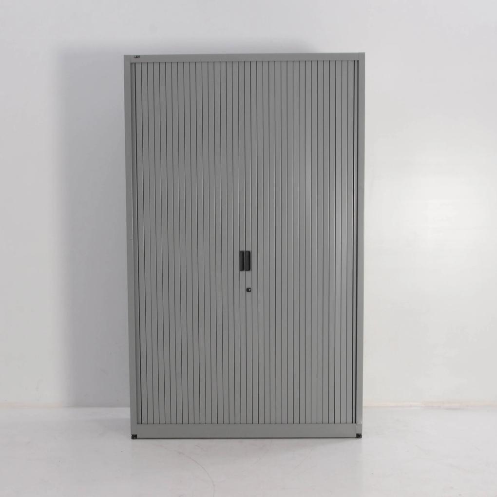 Roldeurkast, grijs, 195 x 120 cm, incl. 4 legborden