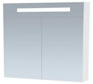 Saniclass Double Face spiegelkast 80x70x15cm verlichting geintegreerd met 2 links- en rechtsdraaiende spiegeldeuren MDF hoogglans Wit 7071
