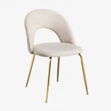 Set Van 2 Gestoffeerde Eetkamerstoelen Glorys Goud & Stof Beige & Stof - Sklum
