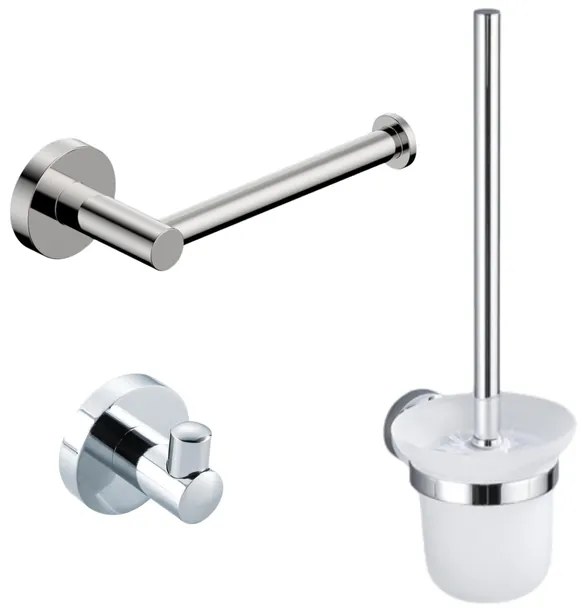 Fortifura Calvi Toiletset - toiletborstelhouder - open - handdoekhaak - toiletrolhouder - zonder klep - chroom SW639922/SW639924/SW639926