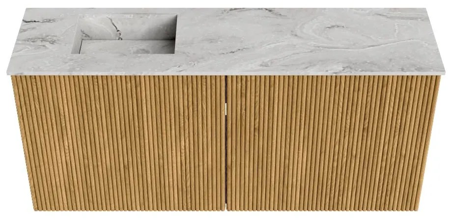 Mondiaz Joya DLux 90cm toiletmeubel oak met wastafel faye links 1 kraangat glace