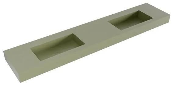 Mondiaz ZINK Army vrijhangende solid surface wastafel 220cm dubbel rand 12cm XM49458Army