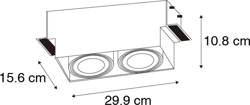 Inbouwspot zwart GU10 AR111 Trimless 2-lichts - Oneon