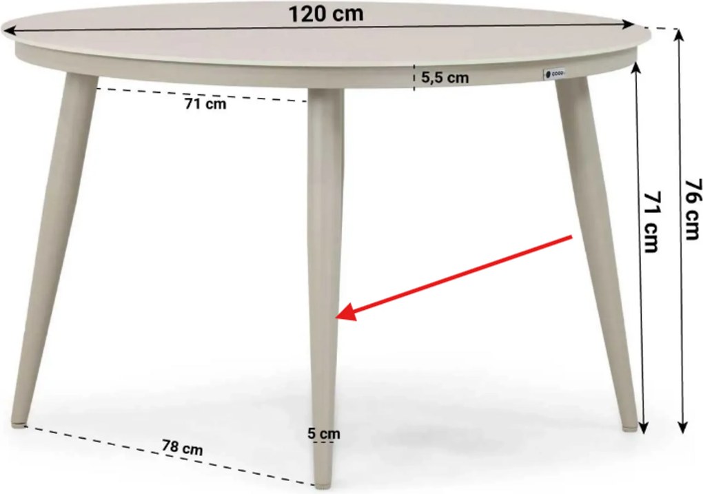 Tuinset 4 personen 120 cm Outdoor textiel Grijs Lifestyle Garden Furniture Andorra/Vienna