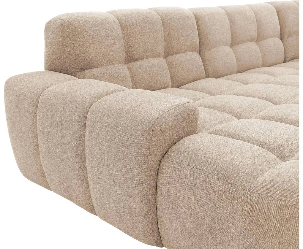 Goossens Excellent Bank Kubus - 30 X 30 Cm Stiksel wit, stof, 1,5-zits, modern design met chaise longue links