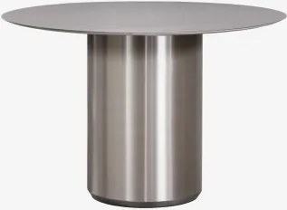Ronde Eettafel Ø120 Cm Luceida Geborsteld Roestvrij Staal & Geborsteld Roestvrij Staal - Sklum