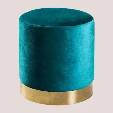 Poef Round in Velvet Flikez Blauw – Intens Turquoise - Sklum