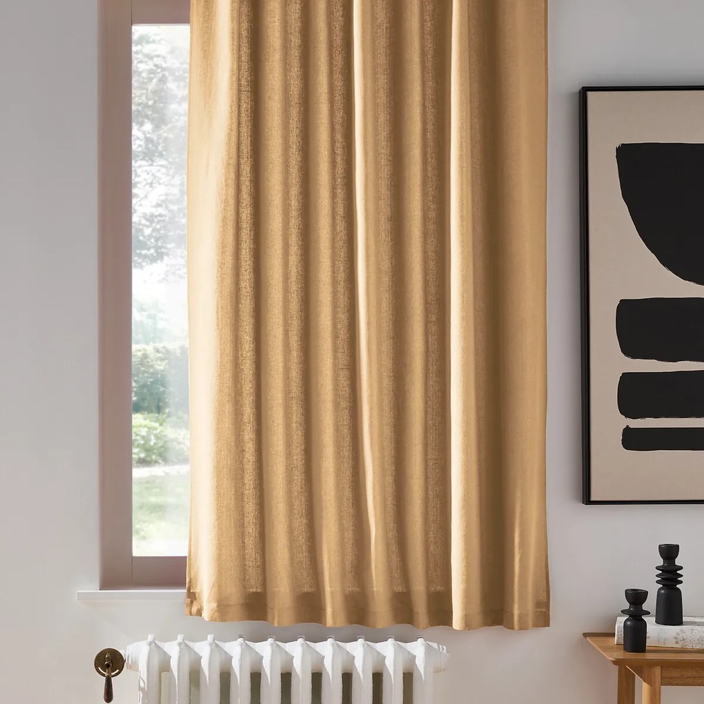 Gordijn in gewassen linnen met verdekte lussen, radiator, Onega