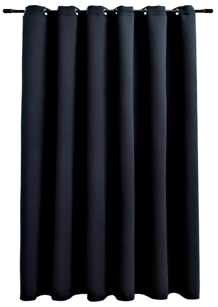 vidaXL Gordijn verduisterend met metalen ringen 290x245 cm zwart