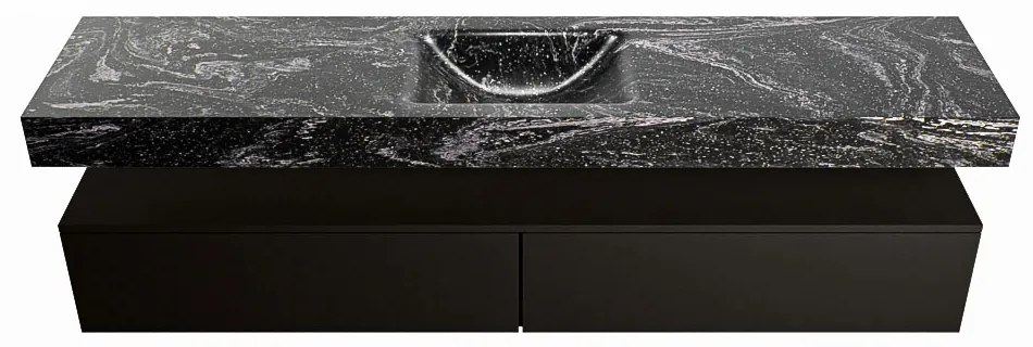Mondiaz Alan DLux badmeubel 200cm urban 2 lades met wastafel lava midden zonder kraangat