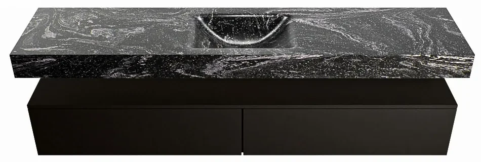 Mondiaz Alan DLux badmeubel 200cm urban 2 lades met wastafel lava midden zonder kraangat