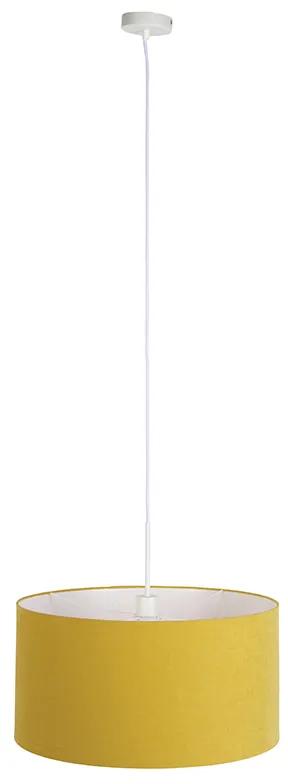 Stoffen Eettafel / Eetkamer Hanglamp wit met gele kap 50 cm - Combi 1 Modern, Landelijk, Klassiek / Antiek E27 rond Binnenverlichting Lamp