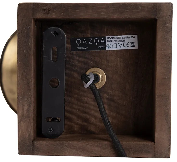 Smart plafondspot brons met hout 18 cm incl. Wifi A60 - Mangoes