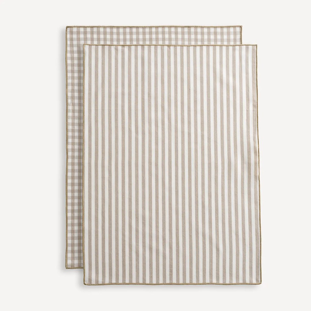 Set van 2 theedoeken, 30% gerecycled katoen, geweven-geverfd, Soizic