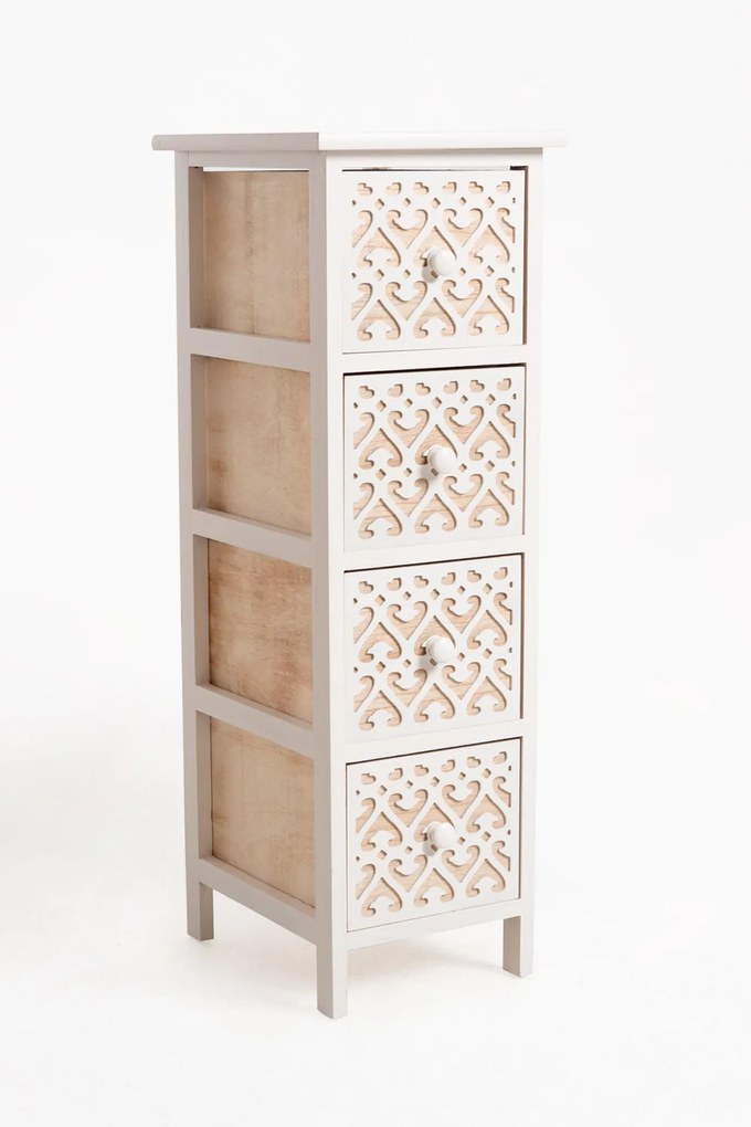 Hulpmeubilair Cloak Wit, Smal, 4 laden